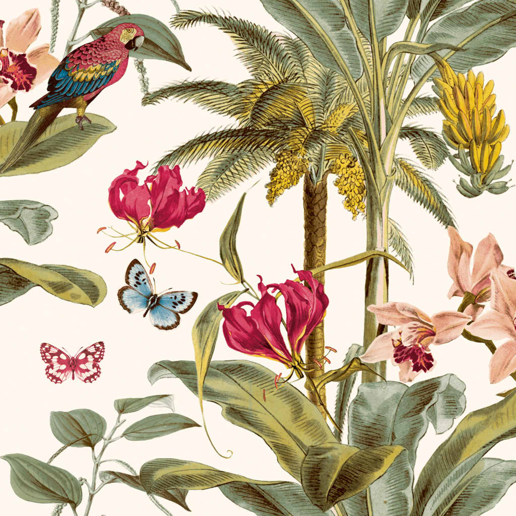 Copri da parete olandesi da parati olandesi sfondi Palma tropicale verde e rosa