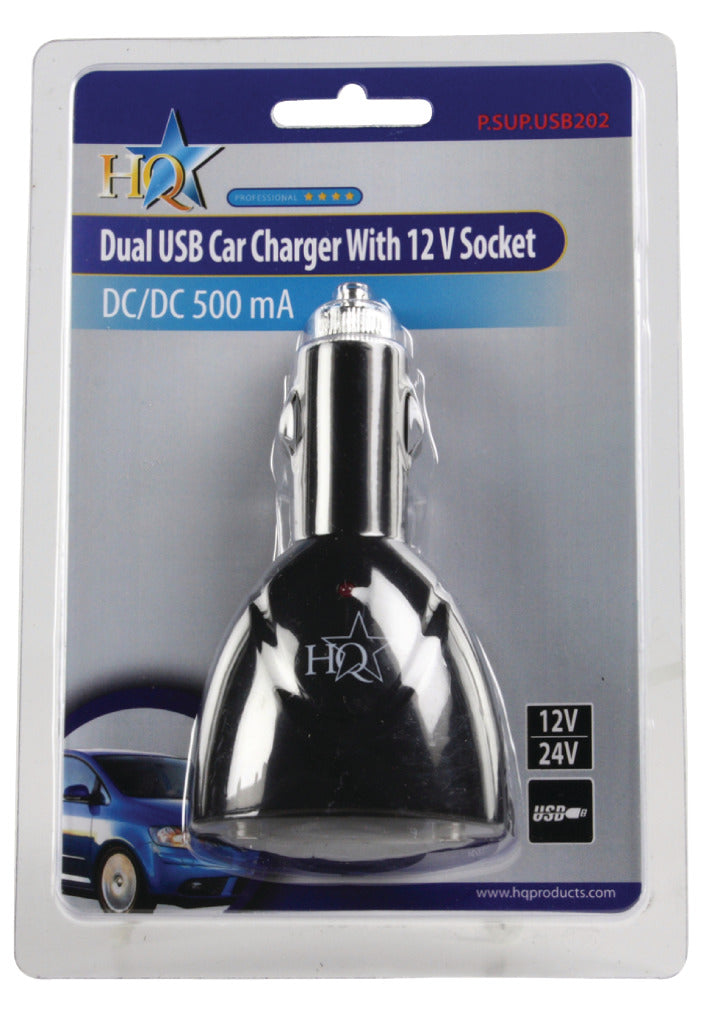 HQ HQ P. sup. Caricatore Auto USB USB202 con connessione a 12 V.