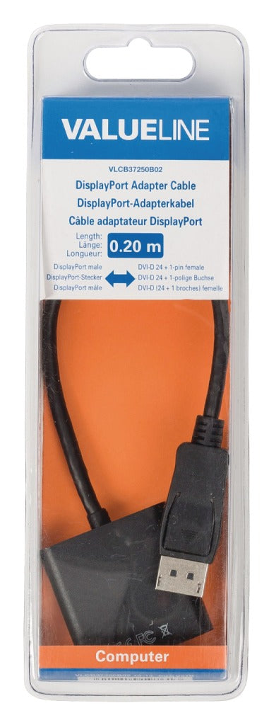 VALULINA VALULINE VLCB37250B02 Adattatore Displayport Cavo DisplayPort DVI-D 24 + 1-pin femmina 0,20 m nero
