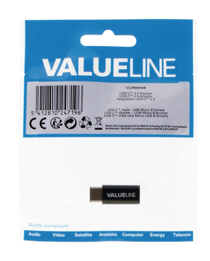Valueline Valueline VLCP60910B USB 2.0 Adaptador USB-C Male USB Micro-B Black
