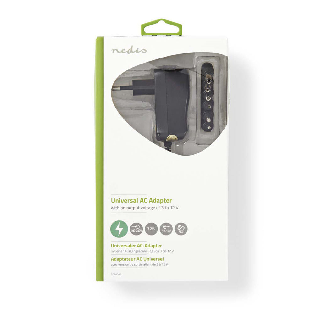 Nedis ACPA006 Universal Ac-VoedingSadapter 3 4,5 6 7,5 9 12 V dc 0.6 A