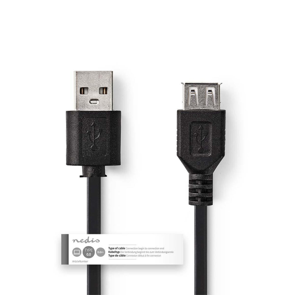 NEDIS CCGT60010BK30 CABLE USB 2.0 A USB masculino A Hembra de 3.0 m Negro