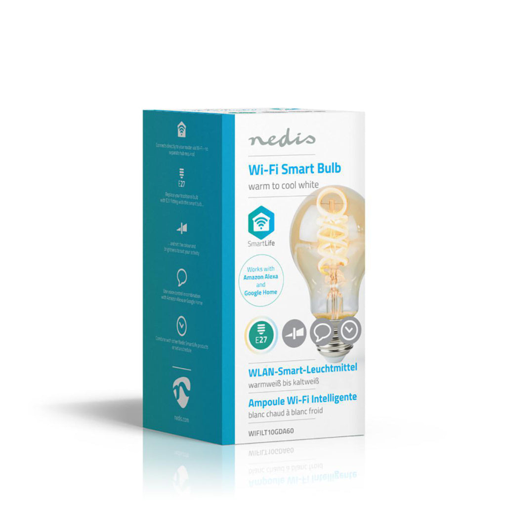 Nedis wifilt10gda60 wi-fi cálida a la lámpara de relleno LED blanca fría girada E27 A60 5.5 W 350 LM