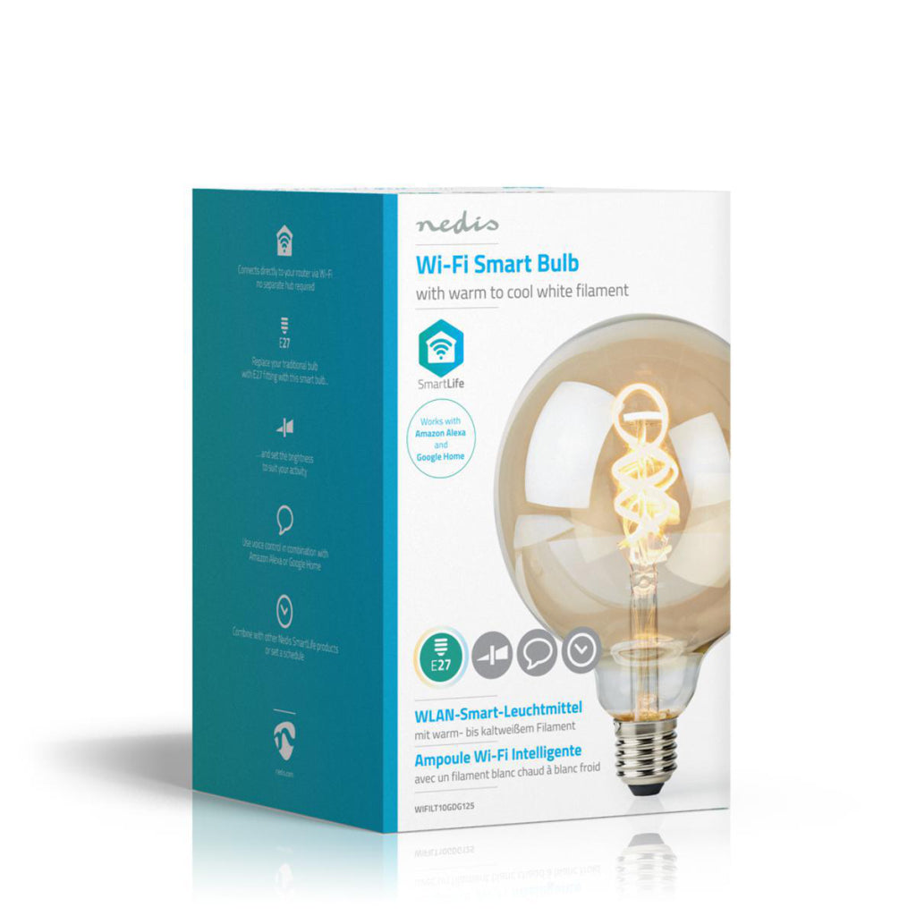 Nedis WiFilt10GDG125 Wi-Fi caldo a fresco filitlamp a LED bianco trasformato E27 G125 5,5 W 350 LM