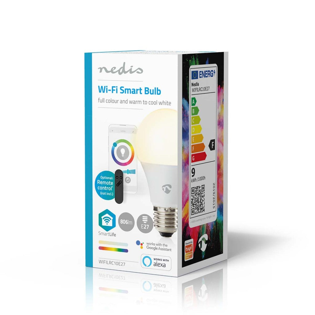 Nedis Wifilrc10e27 SmartLife Multicolour Lampada Wi-Fi E27 806 LM 9 W RGB calda per fresco commercio Android bianco; iOS pera