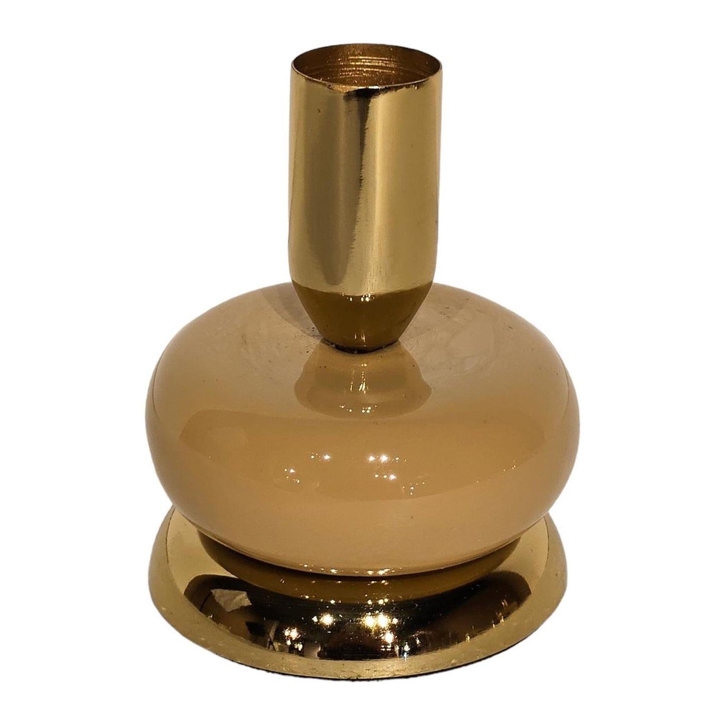 Candelabro atmósfera mansión esmalte dorado beige 7x7x8,5cm