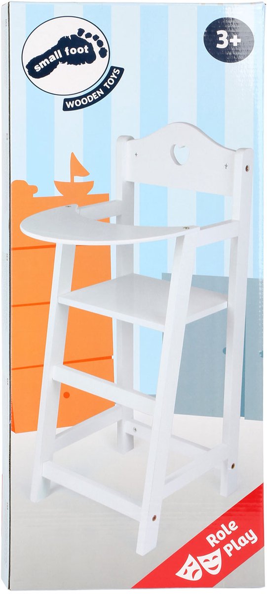 Silla de muñeca de madera de pie pequeño blanco