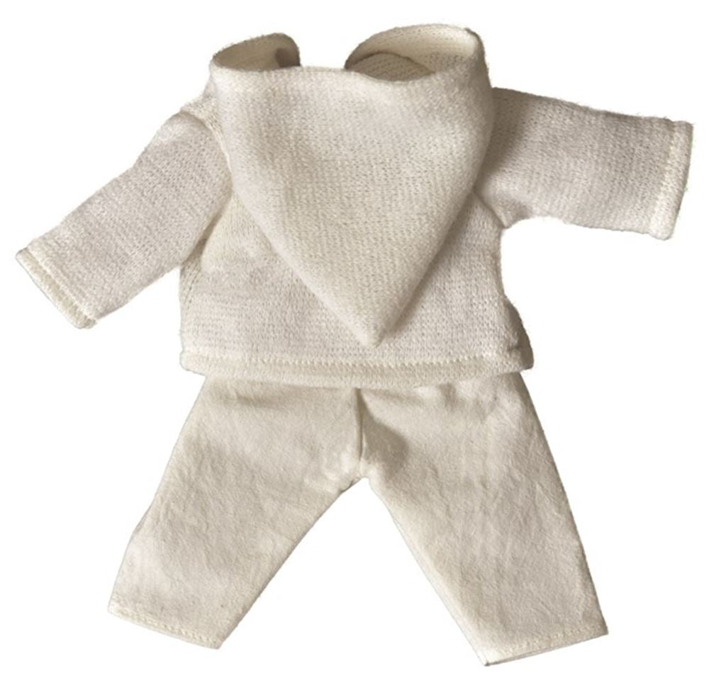 Set di vestiti per bambole in bianco crema. 1+