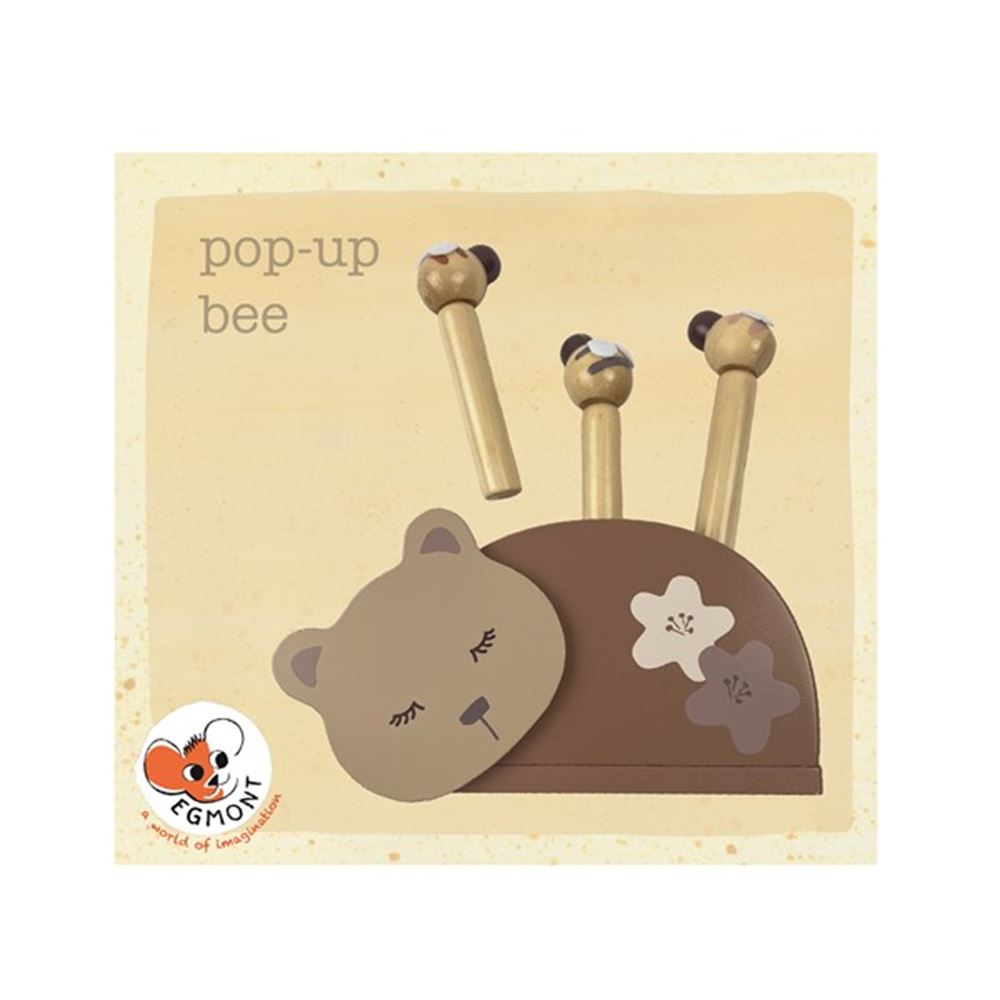 Houten pop-up bijtjes. 18x14x3,5 cm. 1+
