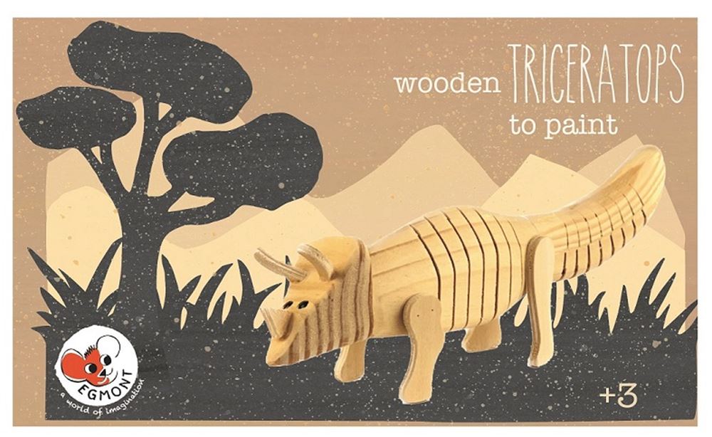 Houten triceratops om te verven. 22x7x5