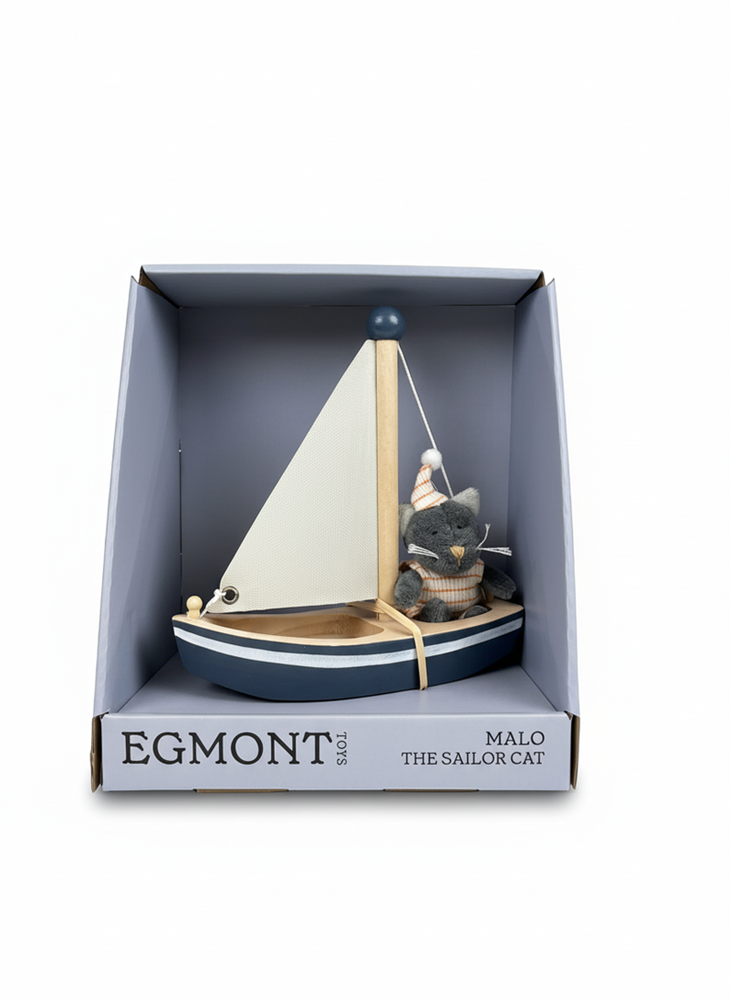 Egmont malo de kat in een boot. 18x18x8