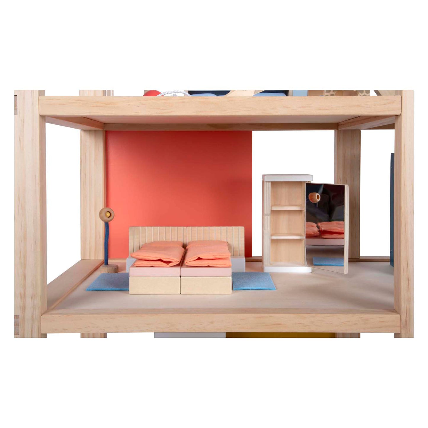 House per bambole in legno con mobili