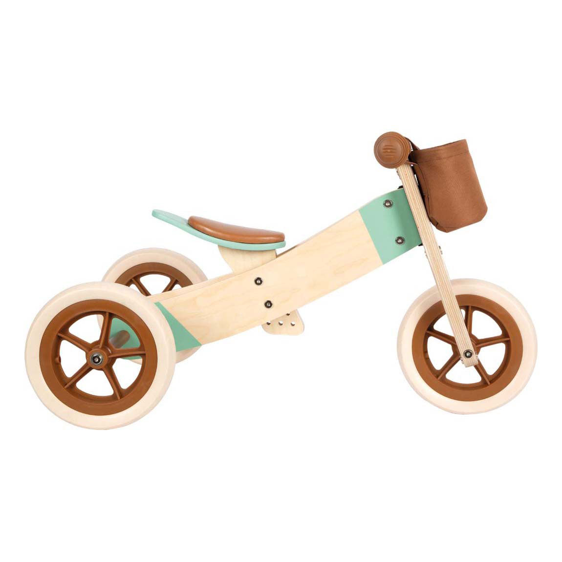 Triciclo de triciclo de madera de pie pequeño caramelo marrón