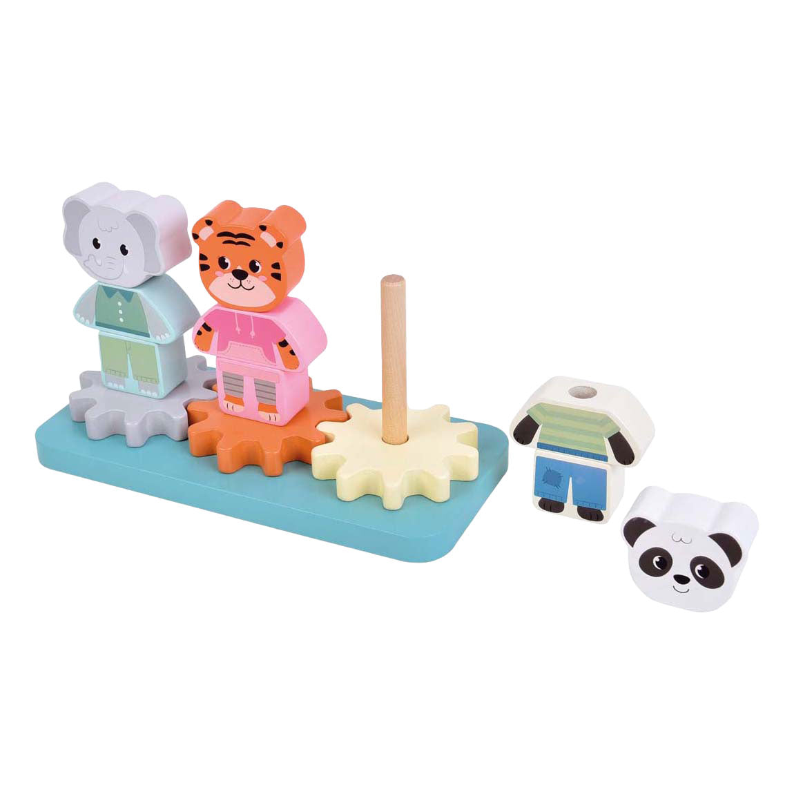 Small foot - gioco impilabile in legno con ingranaggi Jungle Friends fsc