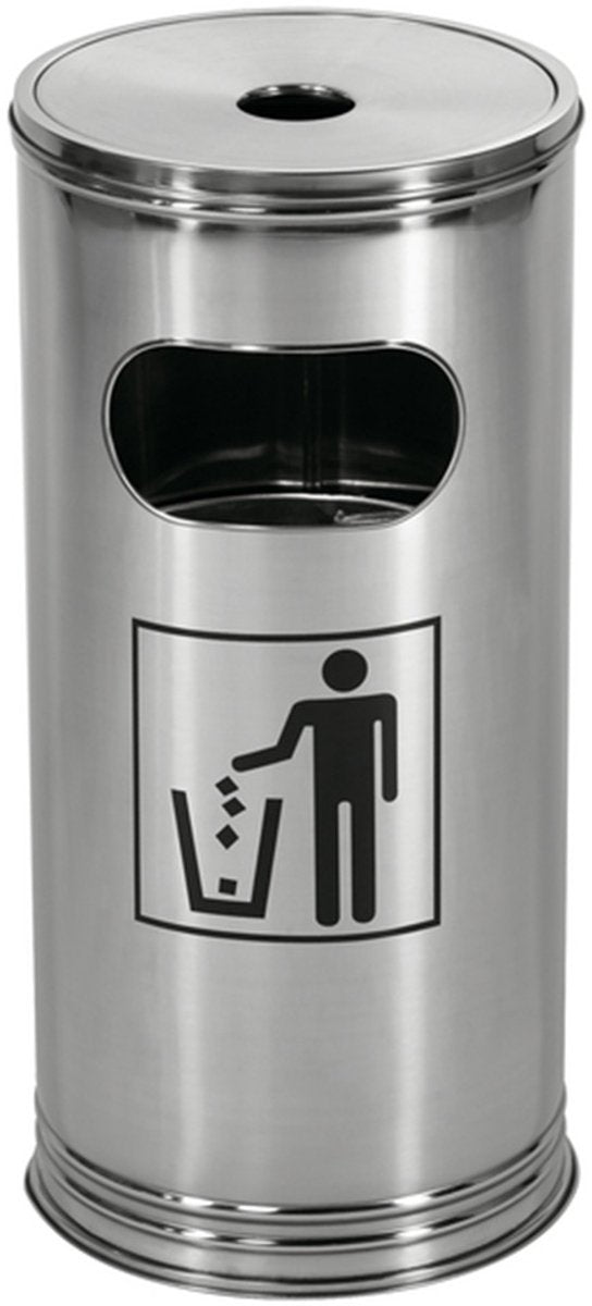 Wesco staande asbak | 15 liter | metaal - rvs | afvalbak met asbak staand