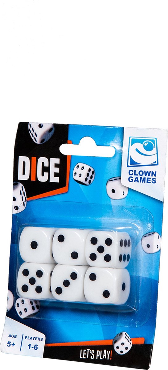 Dadi da gioco Longfield Toys - 6 pezzi - bianco nero - plastica - dadi - giochi
