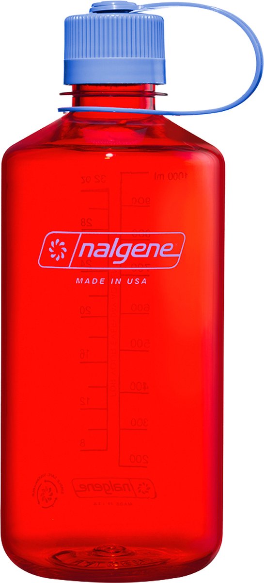 Nalgene - botella de boca estrecha - botella para beber - botella de agua - a prueba de fugas - 1000ml - sin bpa - sustentable - mermelada de naranja