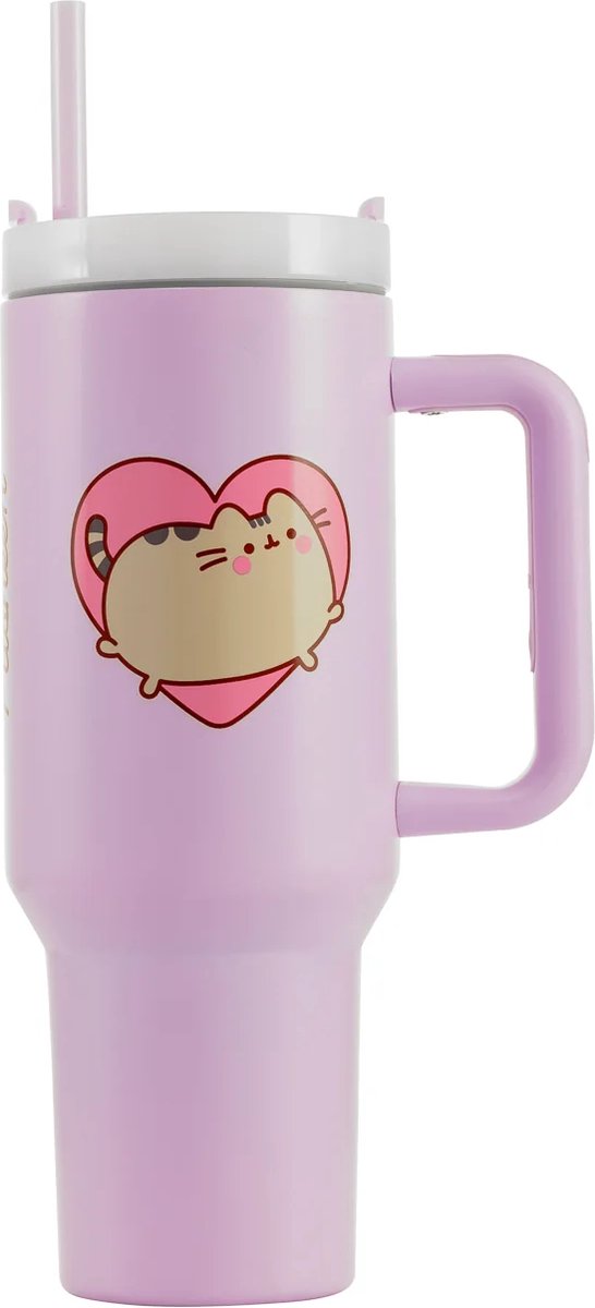 Botella para beber con vaso Pusheen heart de 40 oz y 1200 ml - doble pared