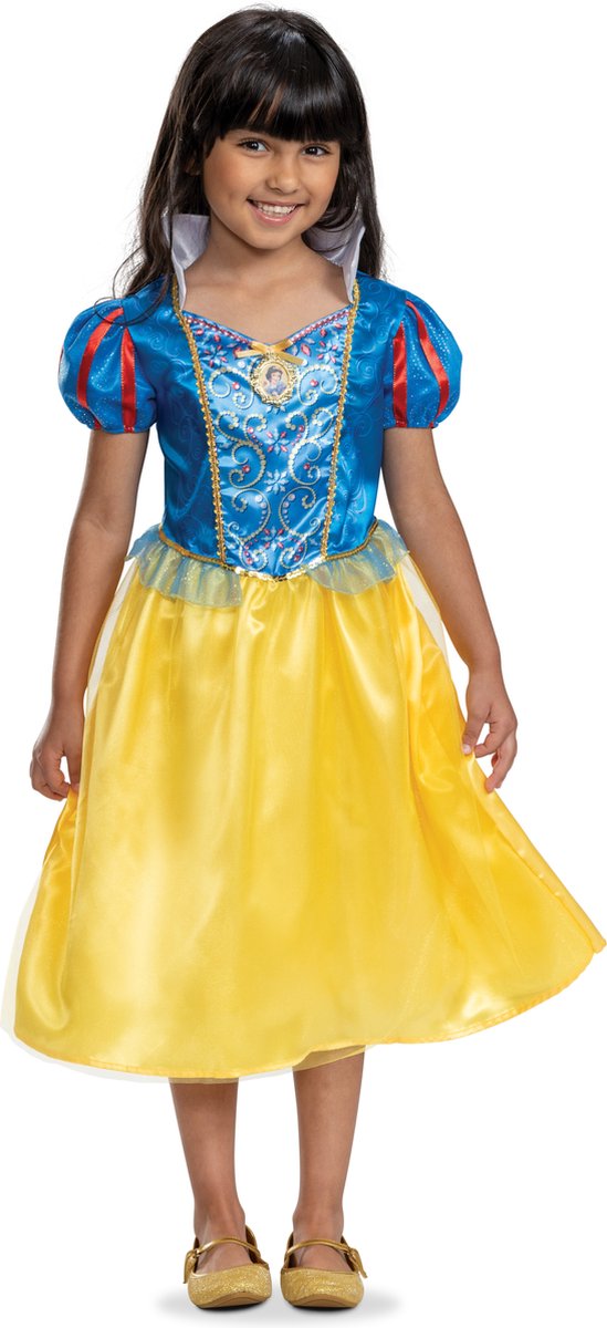 Disfraz princesa disney - blanca nieves, vestido blanco nieves clásico, talla s (5 - 6 años), niña