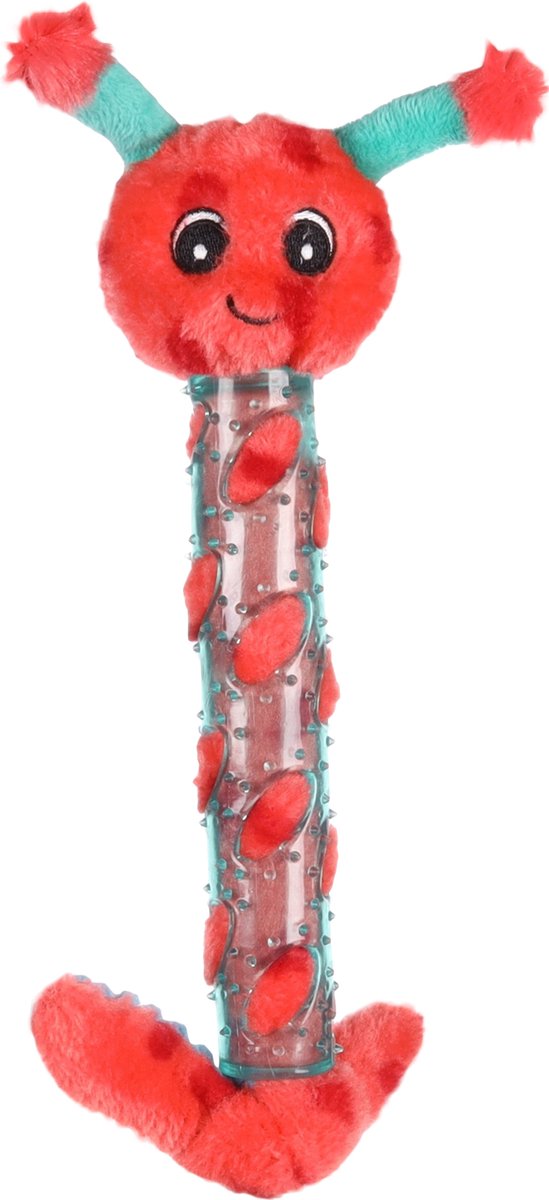 Flamingo - hondenspeelgoed miep rups - pluche - rood - 38 x 16 cm