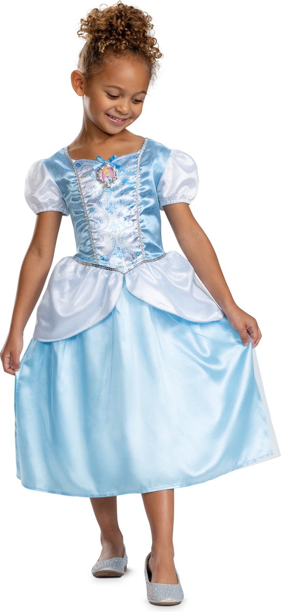 Disfraz princesa disney - cenicienta, vestido cenicienta clasico, talla xs (3t-4t años), niña