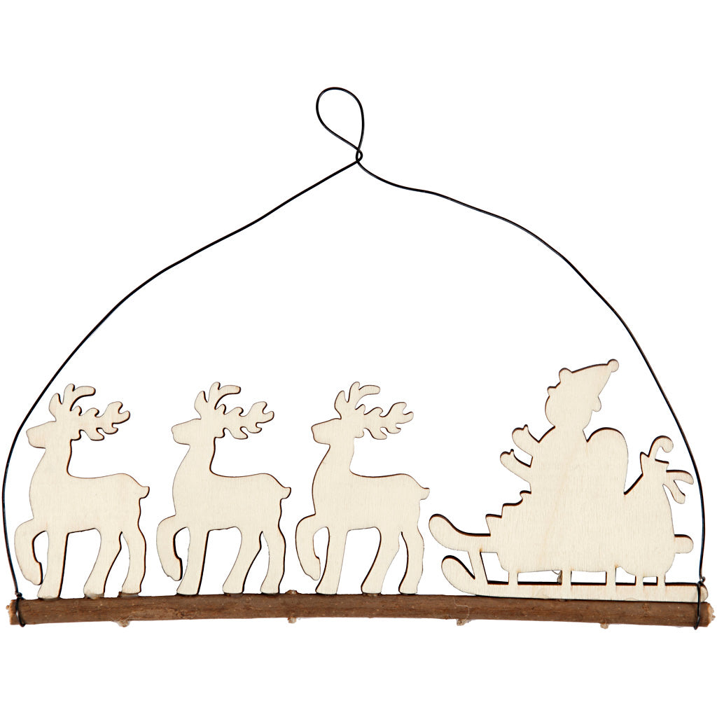 Creativ company Decorazione natalizia, Babbo Natale con renna, h: 8 cm, p: 0,5 cm, l: 22 cm, 1 pezzo