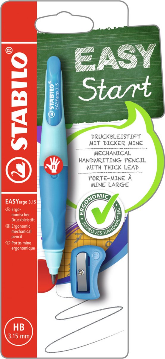 Stabilo 5 x easyergo 3,15 mm - portamine - destrorso - blu blu scuro -