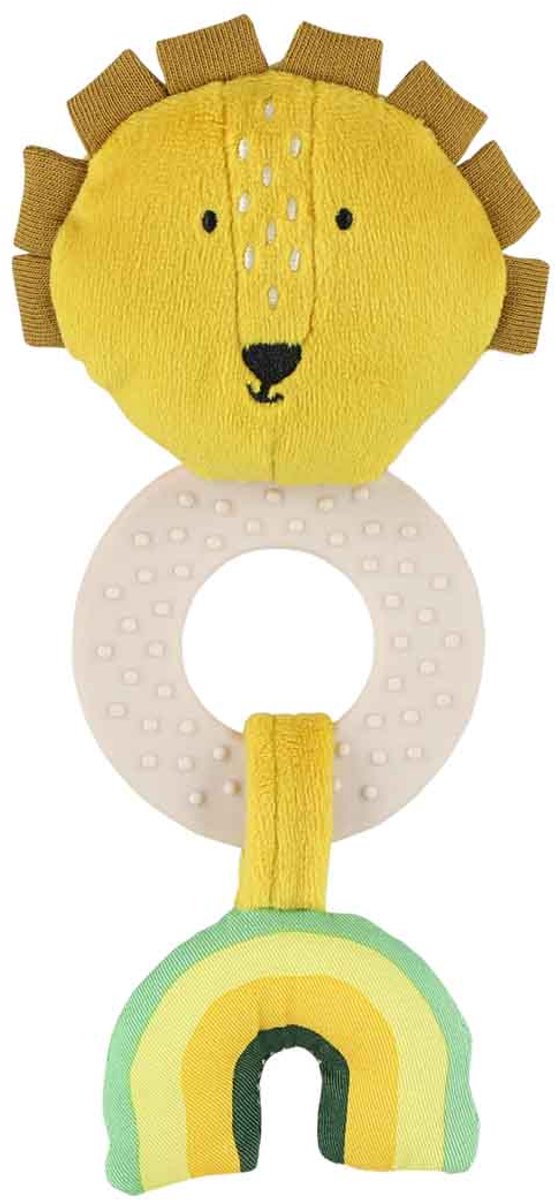 Trixie bijtspeeltje – mr. lion – siliconen bijtring knisper– houten ring spiegel – 3m+
