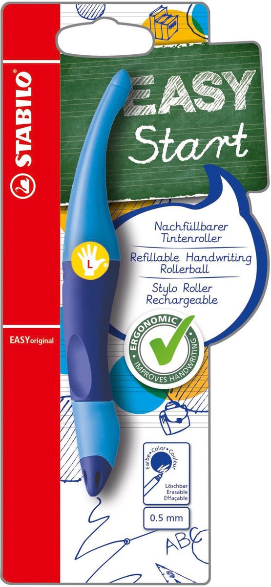 Stabilo easyoriginal - roller ergonomico - per mancini - inchiostro blu - ricaricabile - blu