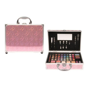 Valigia trucco Casuelle rosa con finitura a farfalla