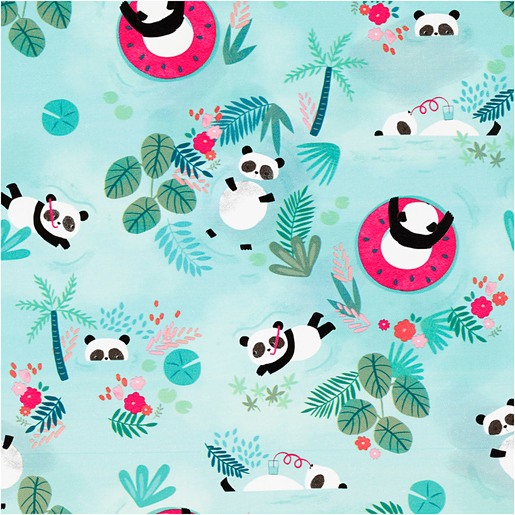 Creative Company Packing Paper, Panda, B: 50 cm, 80 Gr, 100 m 1 rotolo