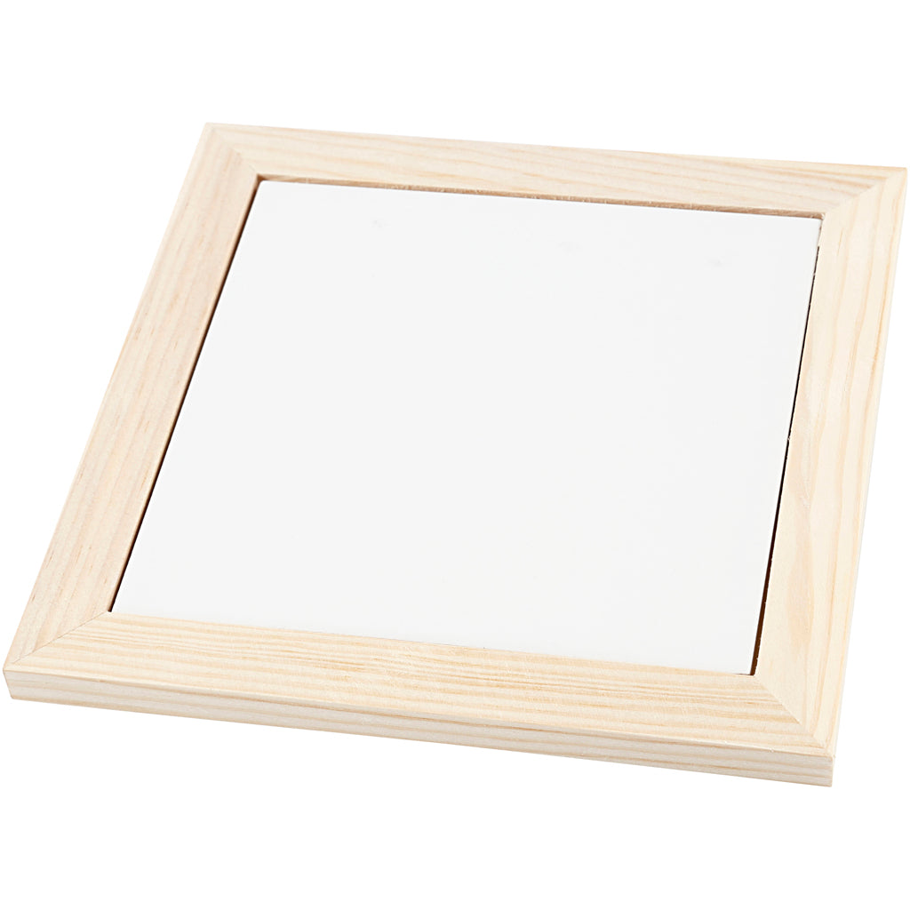 Sottobicchiere aziendale Creativ con cornice in legno, dimensioni 18,5x18,5x1,16 cm, 1 pezzo