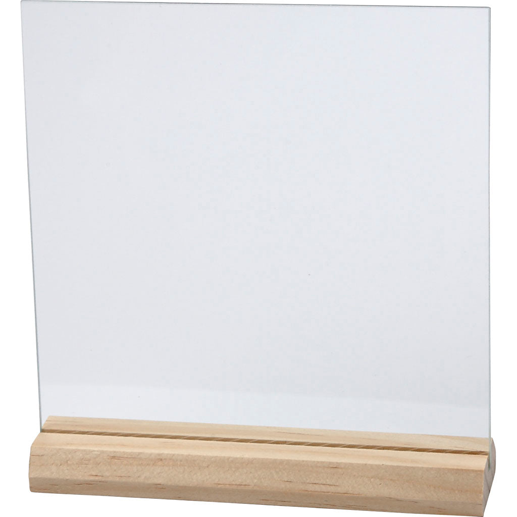 Piatto in vetro Creative Company con base in legno, misura 15,5x15,5 cm, spessore 28 mm, 10 set 1 scatola