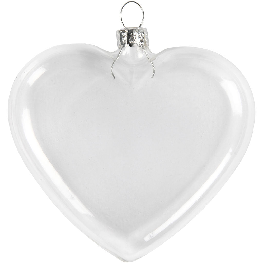 Creative Company Flat Glass Heart, H: 9 cm, B: 7,8 cm, spessore 2,1 cm, 6 pezzi 1 scatola