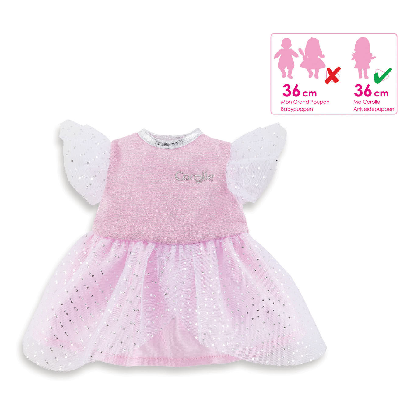 Vestido de muñecas de Corolle Ma Rosa con brillo
