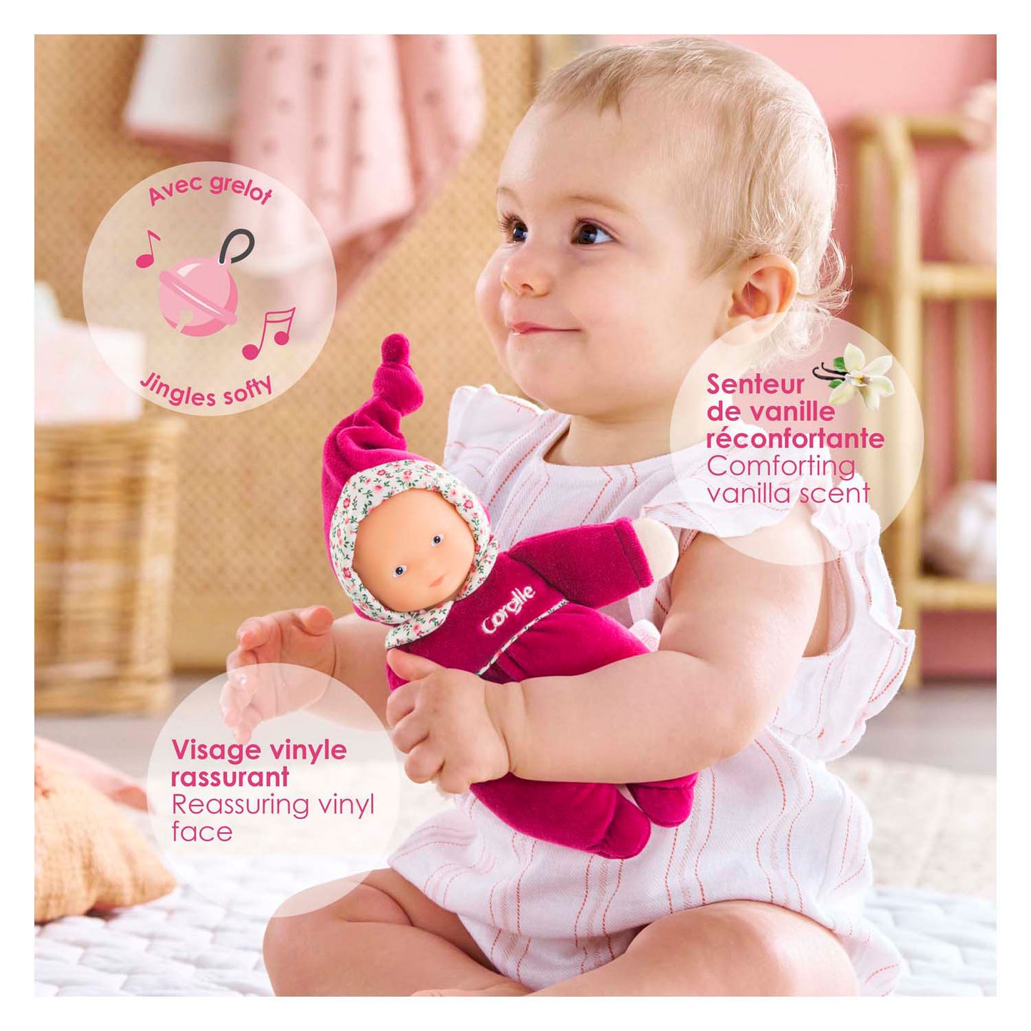 Corolle Babidoux - Grenadina rosa Pop, 20 cm