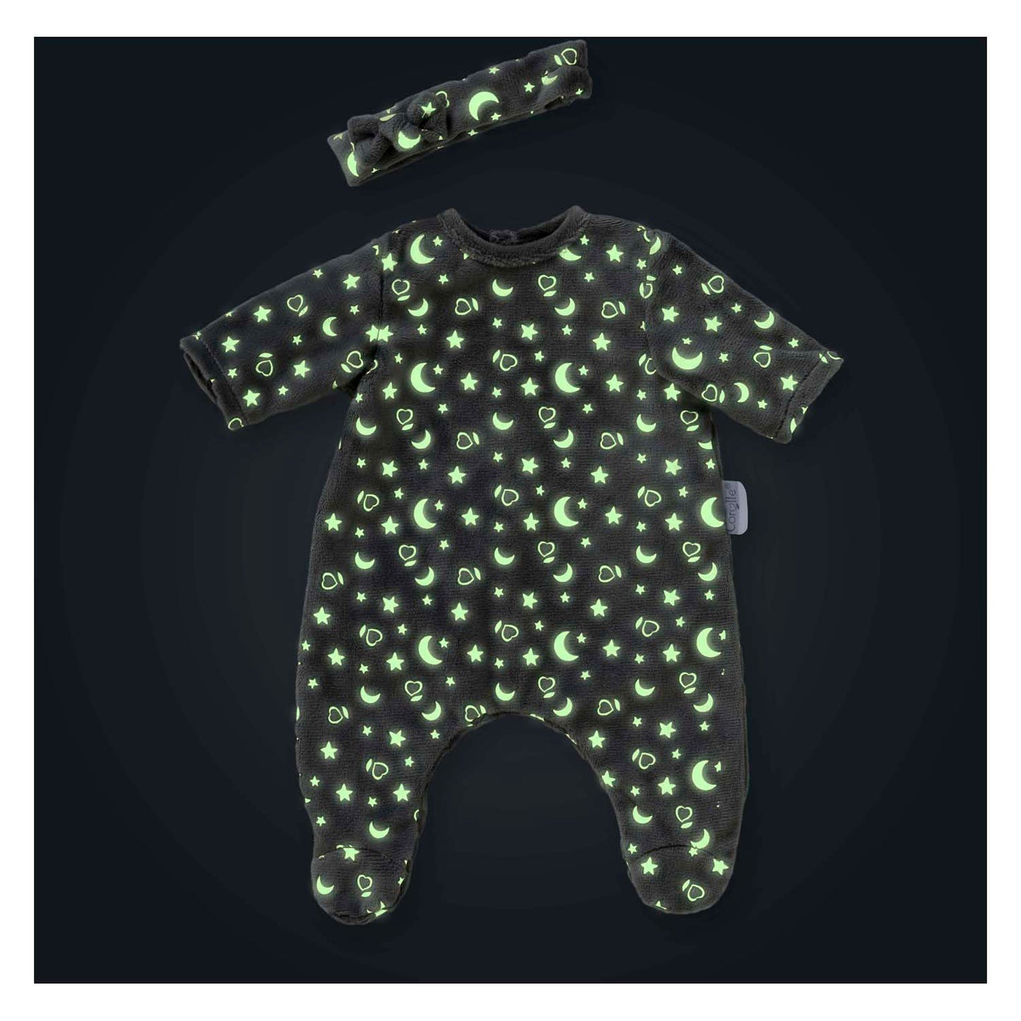Corolle poppen pyjama glitter in het donker en haarband, 36cm