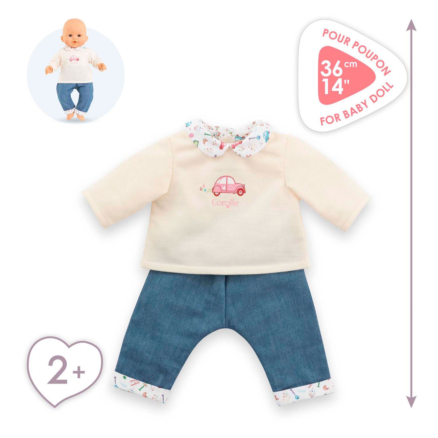 Camiseta de Corolle y jeans para muñeca, 36 cm