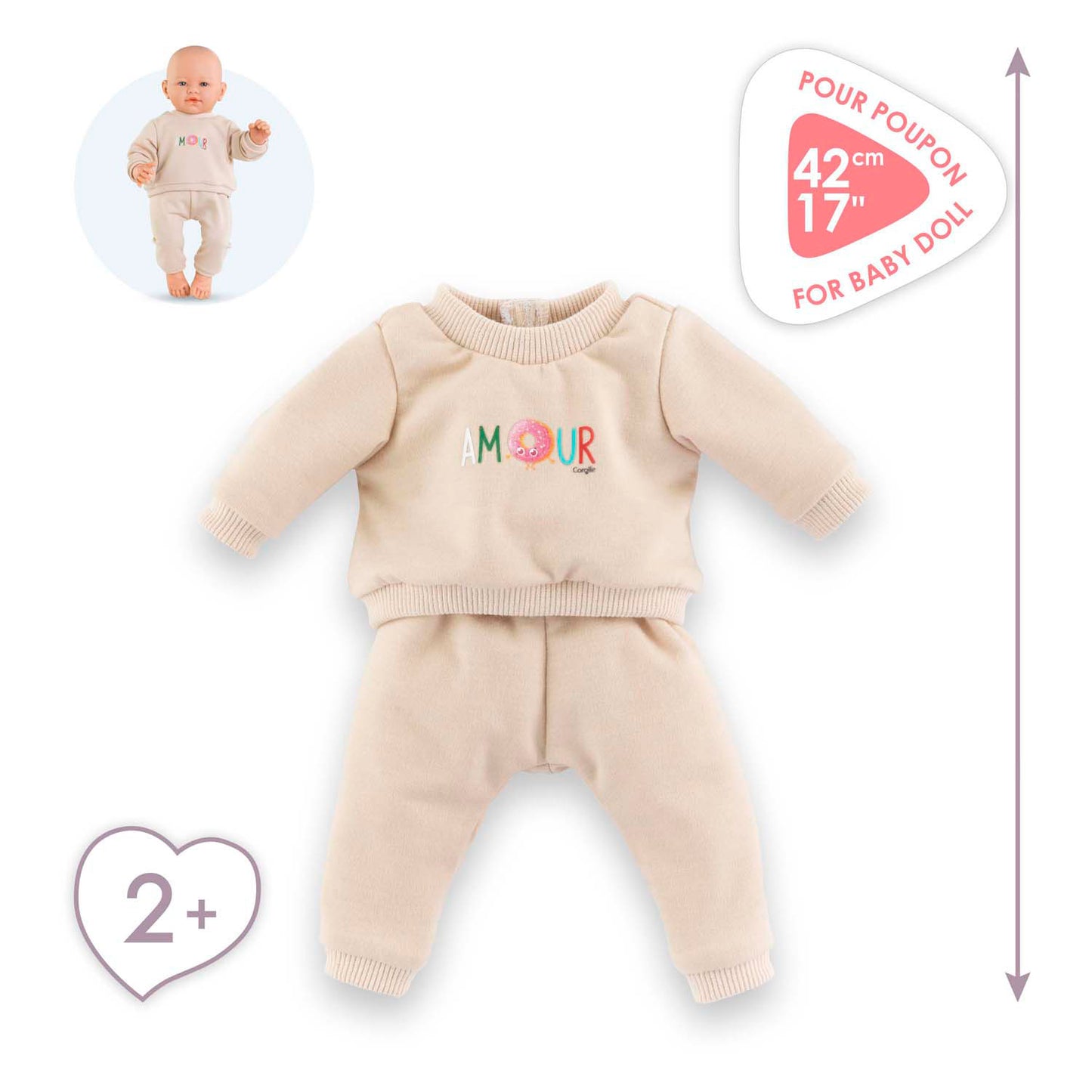Traje de seguimiento de beige de corolle para baby pop, 42cm