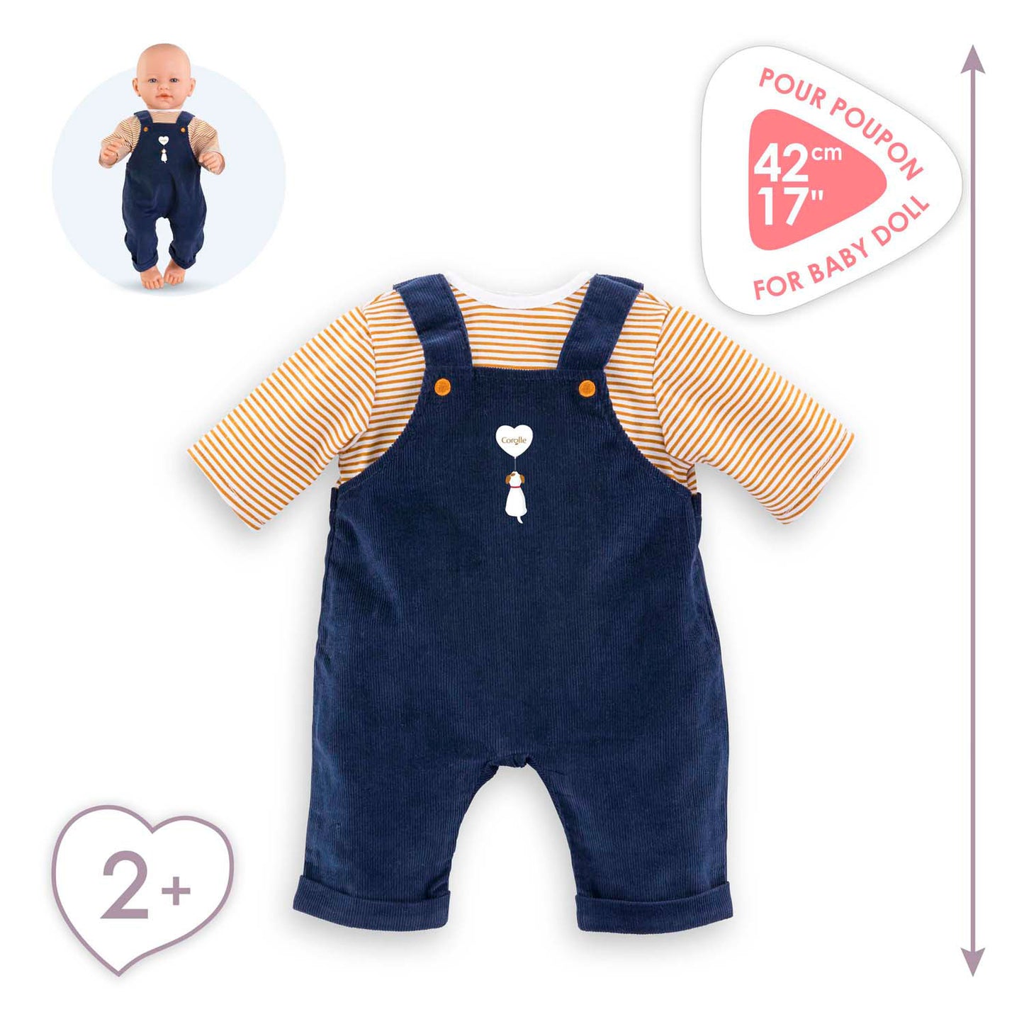 T-shirt Corolle e blu navy in generale per baby pop, 42 cm