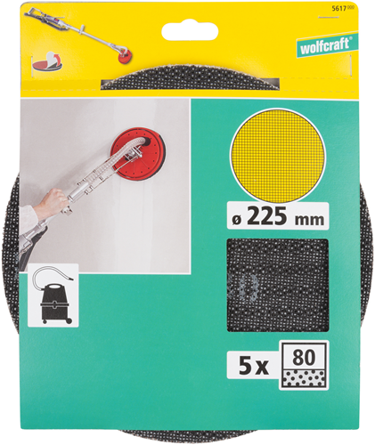 Modello di dischi abrasivi Wolfcraft | sì | k80 | ø225mm | 5 pezzi - 5617000