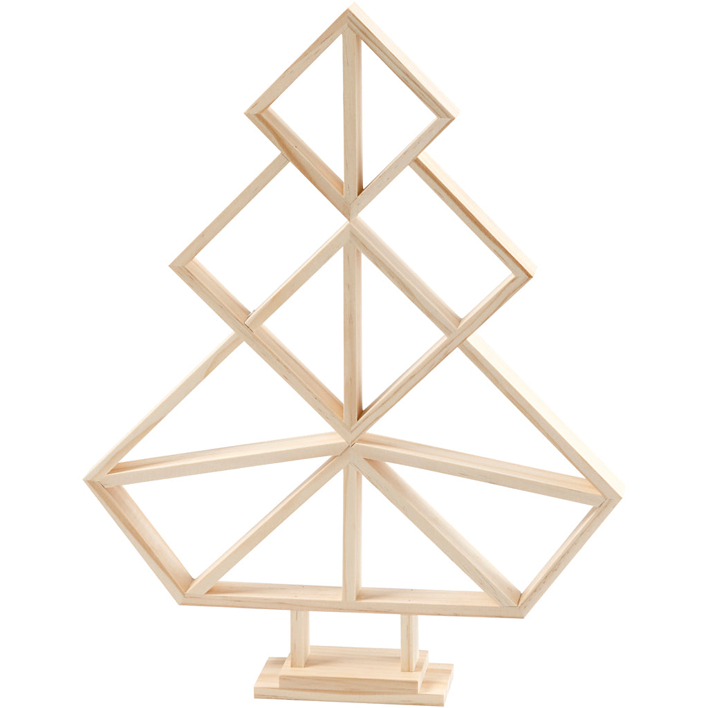 Creativ Company Árbol de Navidad geométrico de madera, altura: 40 cm, anchura: 31 cm, 1 pieza