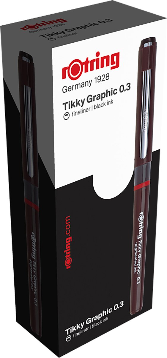 Fineliner grafico Rotring Tikky | inchiostro nero | 0,3 mm | 12 pezzi
