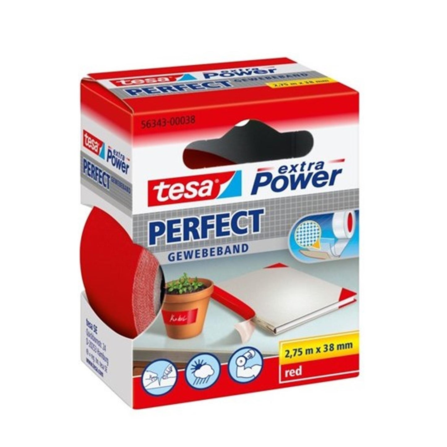 Tesa extra power 38 mm rojo