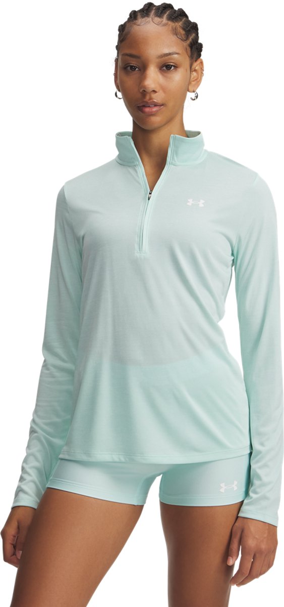 Under armour tech 1 2 zip- twist-grn dames sporttrui - refresh mint - wit