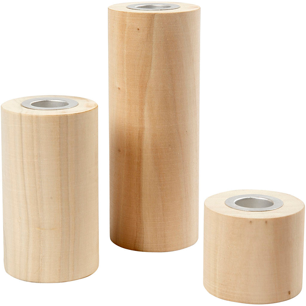 Candlesticks de Creativ Company, H: 14.5+9+6.5 cm, tamaño del orificio 2.3 cm, 3 piezas 1 caja