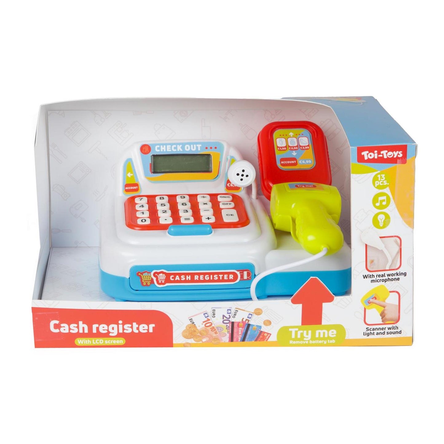 Registratore di cassa Toi-Toys con luci e suoni - incl. soldi + scanner