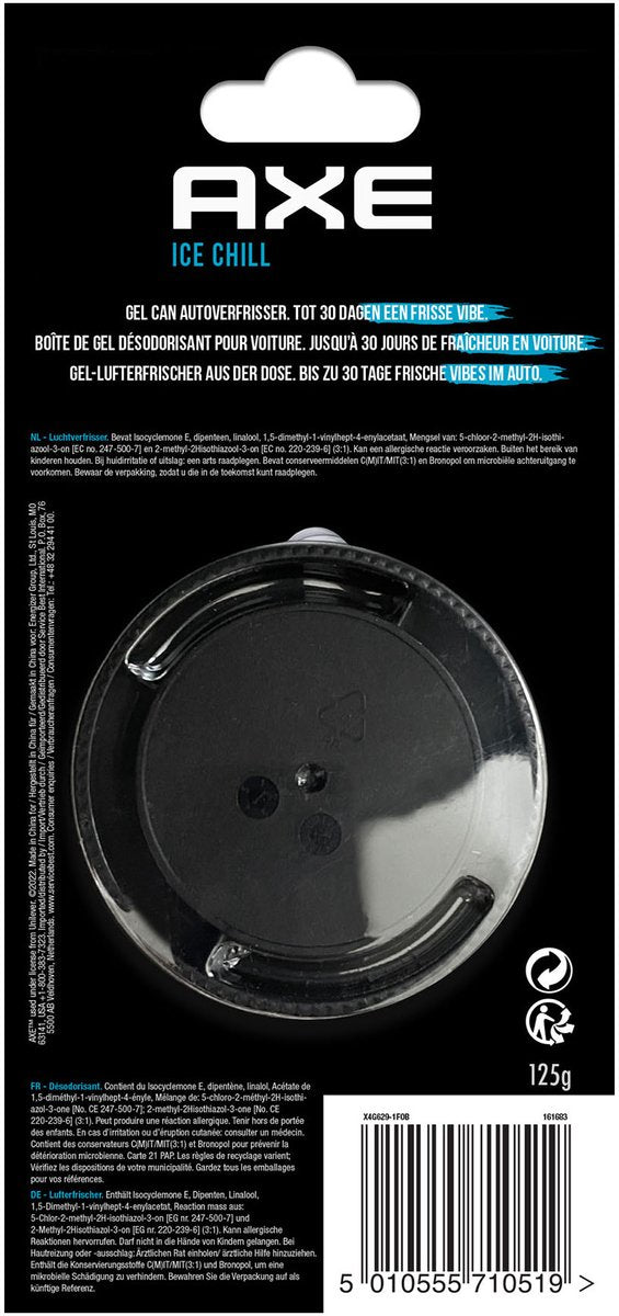 California scents axe luchtverfrisser gel can ice chill zwart blauw