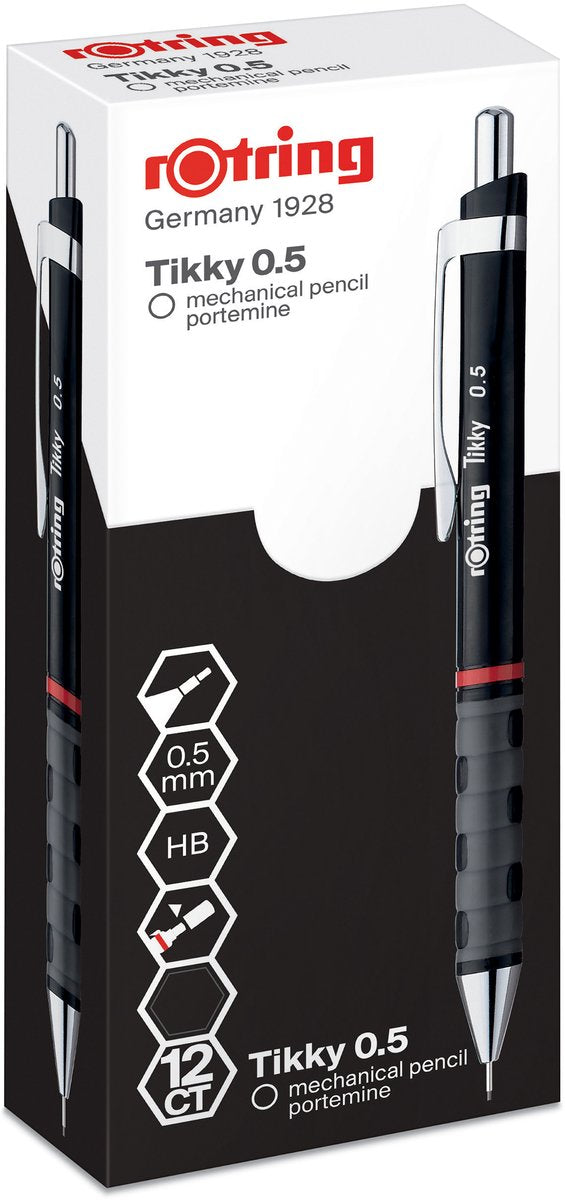 Portamine Rotring Tikky | hb | 0,50 mm | custodia nera | 12 pezzi