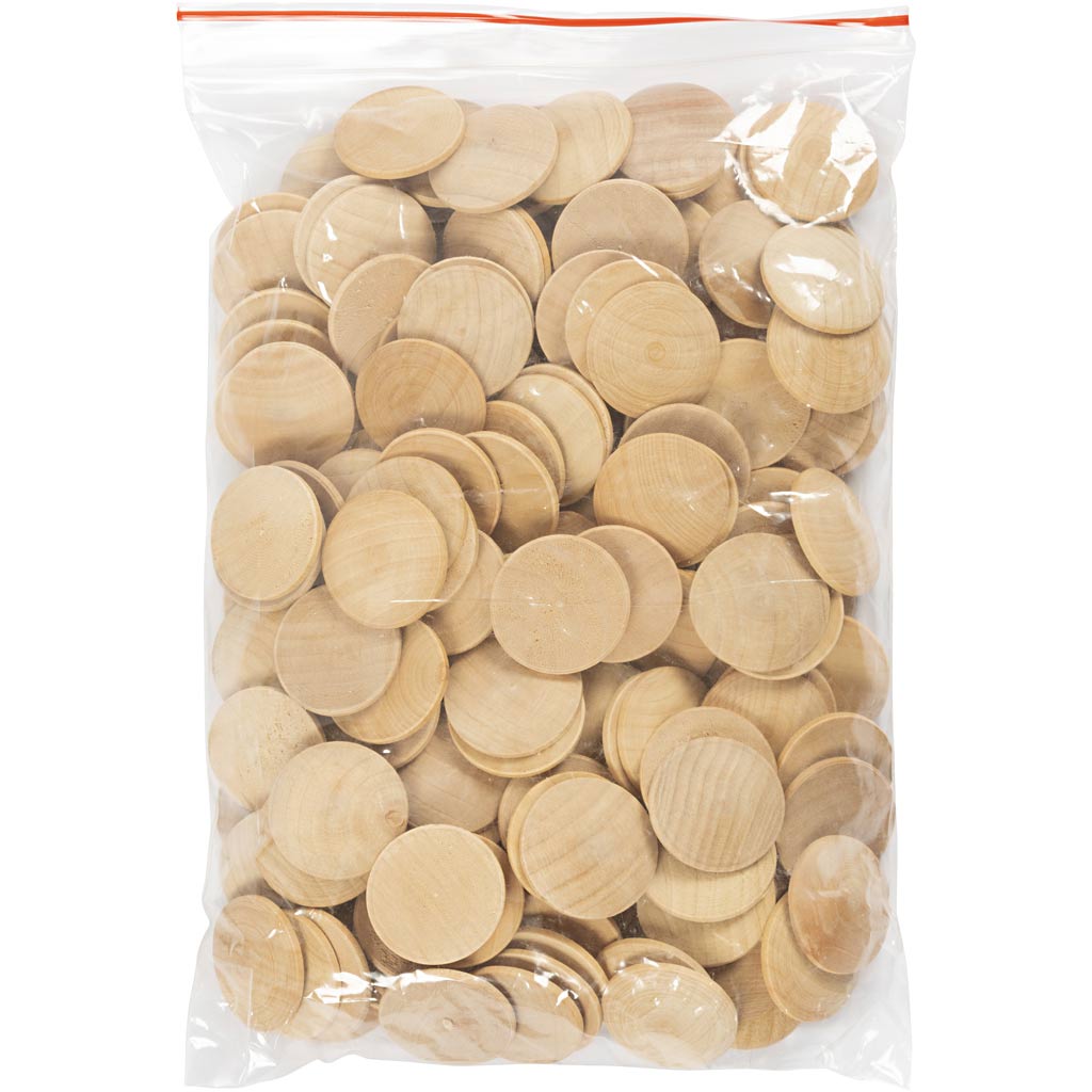 Botones de madera Creativ company, d 30 mm, espesor 6 mm, 150 piezas 1 caja